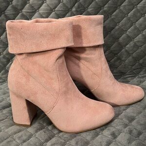 Elegant Pink Suede Ankle Boots